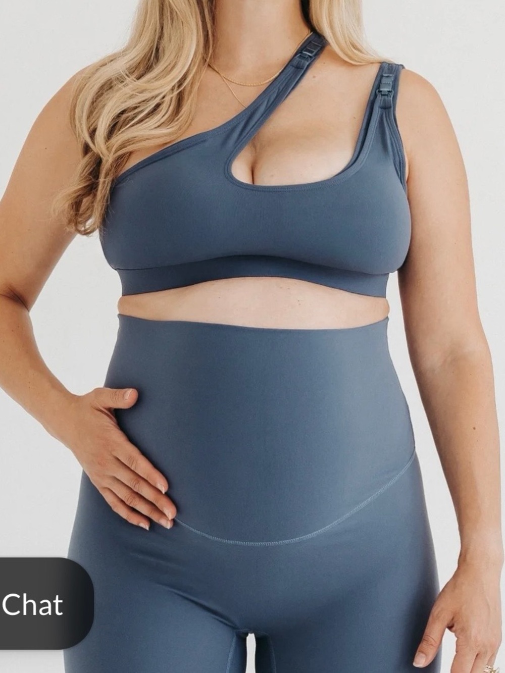 Seamless One-Shoulder Maternity Nursing Bra in Slate Blue